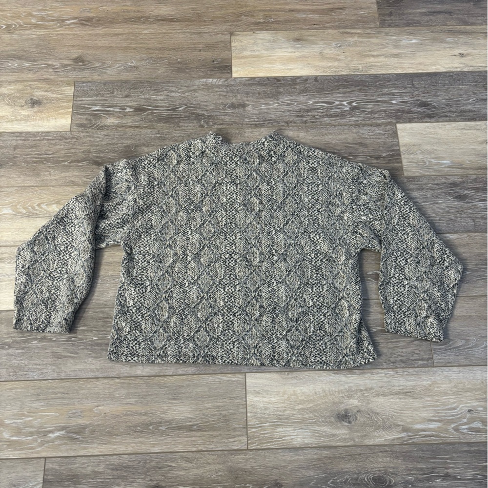 Zara Sweater Sz L Snakeskin Animal Print Mock Turtleneck Crop Top Cozy Mobwife